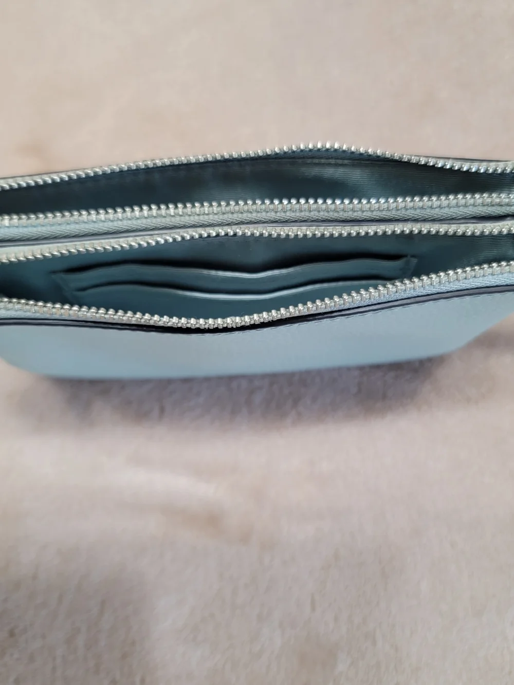 Coach Pebbled Leather Wristlet in Pale Sea Green Color
